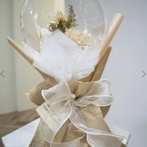 結婚式-電報-祝電】balloon-flower-beige-バルーンフラワーベージュ【ブーケタイプ】-ラッピーのバルーン電報-03-09-1