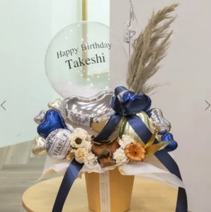 誕生日-バルーンギフト】豪華なクラシックネイビーアレンジ-誕生日-置き型-ラッピーのバルーン電報-03-09-3